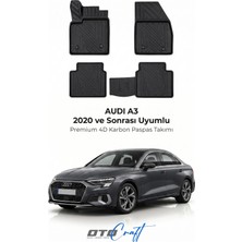 Otocraft Audi A3 (2020 ve Sonrası) Araca Özel 4d Karbon Havuzlu Oto Paspas Full Set 5 Parça