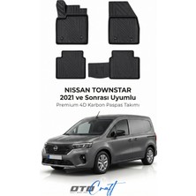Otocraft Nissan Townstar (2021 ve Sonrası) Araca Özel 4d Karbon Havuzlu Oto Paspas Full Set 5 Parça