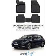 Otocraft Volkswagen Golf 8 Otomatik (2019 ve Sonrası) Araca Özel 4d Karbon Havuzlu Oto Paspas Full Set 5 Parça