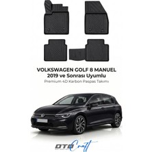 Otocraft Volkswagen Golf 8 Manuel (2019 ve Sonrası) Araca Özel 4d Karbon Havuzlu Oto Paspas Full Set 5 Parça