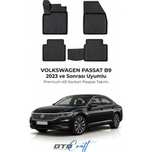 Otocraft Volkswagen Passat B9 (2023 ve Sonrası) Araca Özel 4d Karbon Havuzlu Oto Paspas Full Set 5 Parça