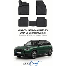 Otocraft Mını Countryman U25 Ev (2024 ve Sonrası) Araca Özel 4d Karbon Havuzlu Oto Paspas Full Set 5 Parça