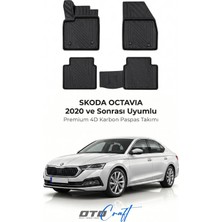 Otocraft Skoda Octavia (2020 ve Sonrası) Araca Özel 4d Karbon Havuzlu Oto Paspas Full Set 5 Parça