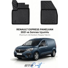Otocraft Renault Express Pv (2021 ve Sonrası) Araca Özel 4d Karbon Havuzlu Oto Paspas Ön Kabin Full Set 2 Parça