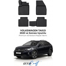 Otocraft Volkswagen Taigo (2020 ve Sonrası) Araca Özel 4d Karbon Havuzlu Oto Paspas Full Set 5 Parça