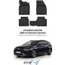 Otocraft Hyundai Bayon (2021 ve Sonrası) Araca Özel 4d Karbon Havuzlu Oto Paspas Full Set 5 Parça