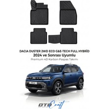Otocraft Dacia Duster 2WD Eco G E Tech Full Hybrid (2024 ve Sonrası) Araca Özel 4d Karbon Havuzlu Oto Paspas Full Set 5 Parça
