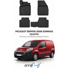 Otocraft Peugeot Bipper (2008 ve Sonrası) Araca Özel 4d Karbon Havuzlu Oto Paspas Full Set 5 Parça
