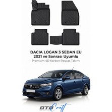 Otocraft Dacia Logan 3 Sedan Eu (2021 ve Sonrası) Araca Özel 4d Karbon Havuzlu Oto Paspas Full Set 5 Parça