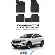 Otocraft Ssangyong Actyon (2024 ve Sonrası) Araca Özel 4d Karbon Havuzlu Oto Paspas Full Set 5 Parça