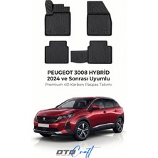 Otocraft Peugeot 3008 Hybrid (2024 ve Sonrası) Araca Özel 4d Karbon Havuzlu Oto Paspas Full Set 5 Parça
