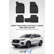 Otocraft Chery Tiggo 8 Pro 7 Koltuklu Luxury (2020-2025) Araca Özel 4d Karbon Havuzlu Oto Paspas Full Set 5 Parça