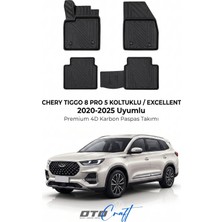Otocraft Chery Tiggo 8 Pro 5 Koltuklu Excellent (2020-2025) Araca Özel 4d Karbon Havuzlu Oto Paspas Full Set 5 Parça