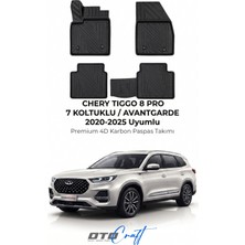 Otocraft Chery Tiggo 8 Pro 7 Koltuklu Avantgarde (2020-2025) Araca Özel 4d Karbon Havuzlu Oto Paspas Full Set 5 Parça