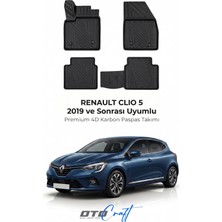 Otocraft Renault Clio 5 (2019 ve Sonrası) Araca Özel 4d Karbon Havuzlu Oto Paspas Full Set 5 Parça