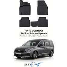 Otocraft Ford Connect (2023 ve Sonrası) Araca Özel 4d Karbon Havuzlu Oto Paspas Full Set 5 Parça