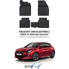Otocraft Peugeot 208 Ev (2022 ve Sonrası) Araca Özel 4d Karbon Havuzlu Oto Paspas Full Set 5 Parça