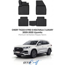 Otocraft Chery Tiggo 8 Pro 5 Koltuklu Luxury (2020-2025) Araca Özel 4d Karbon Havuzlu Oto Paspas Full Set 5 Parça