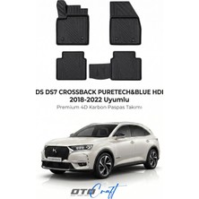 Otocraft Ds Ds7 Crossback Puretech Blue Hdi (2018-2022) Araca Özel 4d Karbon Havuzlu Oto Paspas Full Set 5 Parça