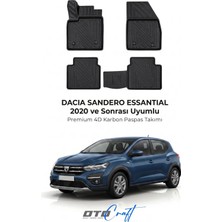 Otocraft Dacia Sandero Essantial (2020 ve Sonrası) Araca Özel 4d Karbon Havuzlu Oto Paspas Full Set 5 Parça