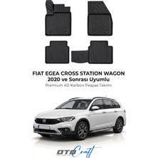 Otocraft Fiat Egea Cross Sw (2020 ve Sonrası) Araca Özel 4d Karbon Havuzlu Oto Paspas Full Set 5 Parça
