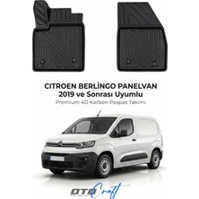 Otocraft Citroën Berlingo Pv (2019 ve Sonrası) Araca Özel 4d Karbon Havuzlu Oto Paspas Ön Kabin Full Set 2 Parça
