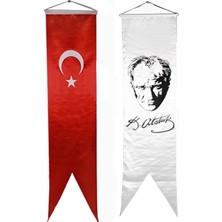 BAYRAKAL Kırlangıç İkili Takım 50X200Cm Atatürk & Türk Bayrağı Saten Kumaş Renkli Bayrak