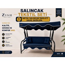 Zish Home 2 Kişilik Bahçe Balkon Salıncak Minderi Takımı | Yıkanabilir Fermuarlı Kılıflı Tekstil Seti | 24 DNS 8 cm Sünger | Oturak Minderi, Sırt Minderi, Tente, 2 Kolçak ve 2 Kırlent | 140×45×8 cm