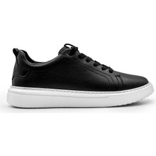Siyah 100%Hakiki Deri Erkek Spor Sneaker Ortopedik Tabanlı VT27