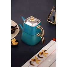 EVREN MUTFAK Gold Stone Kare Çaydanlık Takımı Orta Boy (1,25+2,25 Lt)