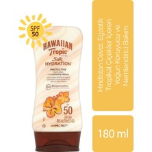 Hawaiian Tropic 180 ml Yoğun Koruyucu Nemlendirici Losyon SPF 50 Tropikal Çiçek ve Hindistan Cevizi İçerir