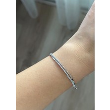 Owentis Silver Çift Sıra Minimal Suyolu Corinth Bileklik -Kararma Yapmaz-