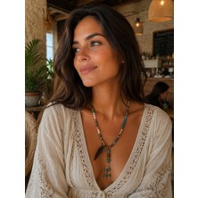 Vintage Takı Bohem Otantik Renkli Boncuk Detaylı Handmade Kolye & Phuket Stili Doğal Otantik Etnik Modern Trend Kolye