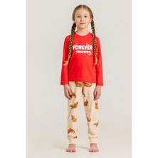 Rolypoly Kız Çocuk Forever Friends Kırmızı Uzun Kol Pijama Takım RP3907-C-V1 RP3907-C-V1