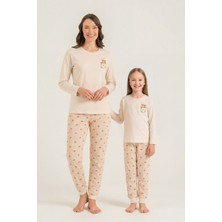 Rolypoly Anne Kız Lovely Bear Krem Uzun Kol Pijama Takım RP3916-A-V1 RP3916-A-V1