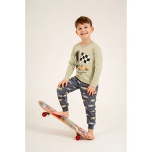 Rolypoly Erkek Çocuk Speedway Racing Club Yeşil Uzun Kol Pijama Takım RP3875-C-V2 RP3875-C-V2