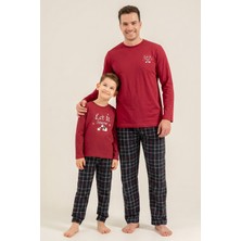 Arnetta Let It Snow Baba Oğul Bordo Uzun Kol Pijama Takımı AR3820-A-V1 AR3820-A-V1