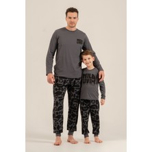 Rolypoly Baba Oğul Live The Forest Gri Uzun Kol Pijama Takım RP3868-A-V1 RP3868-A-V1