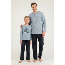 Arnetta Baba Oğul Stay Wild Mavi Uzun Kol Pijama Takım AR3829-A-V1 AR3829-A-V1