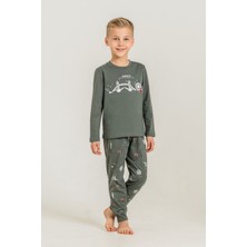 Rolypoly Erkek Çocuk London Route Master Yeşil Uzun Kol Pijama Takım RP3876-C-V2 RP3876-C-V2