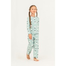 Rolypoly Kız Çocuk Teddy Bears Yeşil Uzun Kol Pijama Takım RP3901-C-V2 RP3901-C-V2