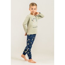 Rolypoly Erkek Çocuk Yeşil Space Adventure Uzun Kol Pijama Takım RP3863-C-V1 RP3863-C-V1