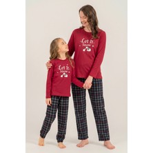 Arnetta Let It Snow Anne Kız Bordo Uzun Kol Pijama Takım AR3730-A-V1 AR3730-A-V1