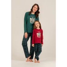 Arnetta Holidays Party Anne Kız Bordo Uzun Kol Pijama Takım AR3732-A-V1 AR3732-A-V1