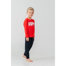 U.s. Polo Assn. Erkek Çocuk Pijama Takımı Baskılı Kırmızı Uzun Kol Pijama Takımı US2634-C-V1 US2634-C-V1
