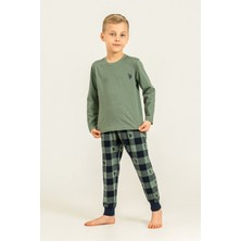 U.s. Polo Assn. Erkek Çocuk Pijama Takımı Baskılı Yeşil Uzun Kol Pijama Takımı US2647-C-V2 US2647-C-V2