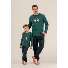 Arnetta Wonderful Time Baba Oğul Yeşil Uzun Kol Pijama Takım AR3823-A-V1 AR3823-A-V1