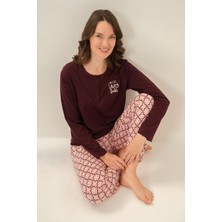 Arnetta Kadın Live Love Sparkle Mor Uzun Kol Pijama Takım AR3760-S-V1 AR3760-S-V1