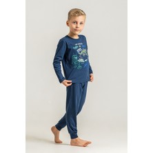 Rolypoly Erkek Çocuk Mavi Guide To Dinos Uzun Kol Pijama Takım RP3861-C-V1 RP3861-C-V1