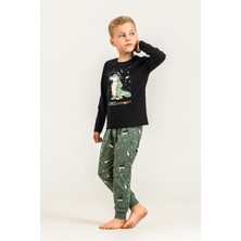 Rolypoly Erkek Çocuk Space Explorer Siyah Uzun Kol Pijama Takım RP3862-C-V2 RP3862-C-V2